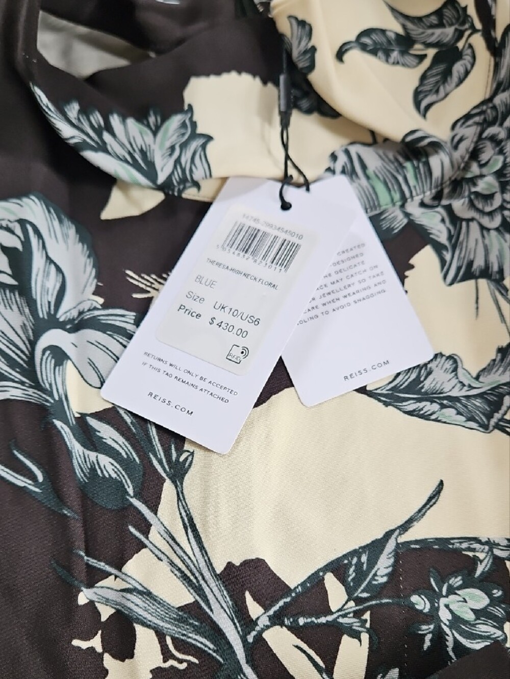 Reiss Black & Cream Floral Maxi Dress - Picture 4 of 5